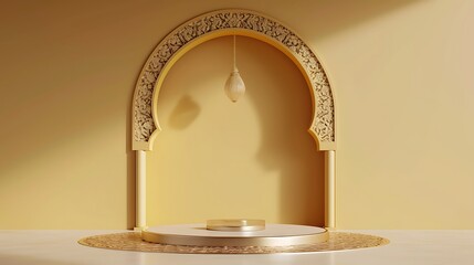 minimalist islamic ramadhan podium display. 3d rendering