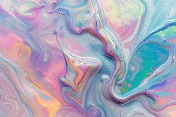 Fototapeta na wymiar liquid metallic pattern holographic iridescent in y2k pastel shiny colors futuristic sci-fi background pattern art print fluid wavy design seamless satin look