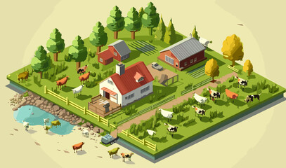 agriculture isometric vector flat minimalistic isolated illustration