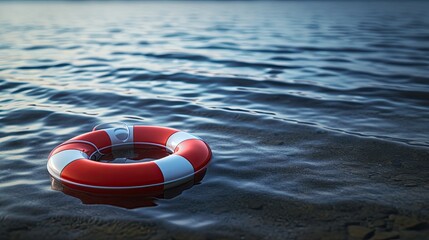 Naklejka premium Lifebuoy in the water. Conceptual image