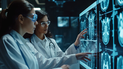 Group of medical professionals working together to unlock neurological insights from brain scans