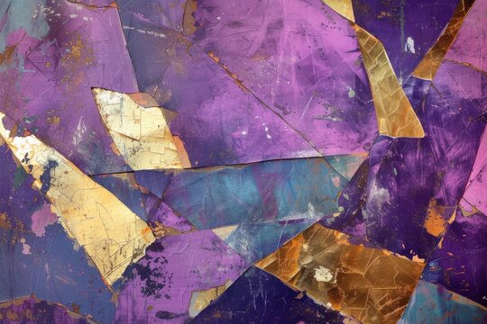 purple paint on the paper in the style of cubist shattered planes Generative AI