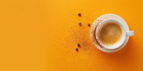 Cup of hot coffee, cappuccino, mocha, americano, espresso, etc on sold background with copy space for cafe and coffee shop concept