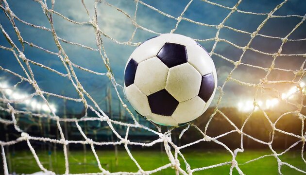 soccer ball on goal with net background