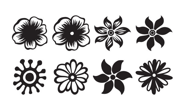 flower icon stock illustrations, flower icon set, flower symbol