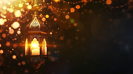 Fototapeta na wymiar Islamic background, Traditional lantern light lamp Islamic Decoration concept image