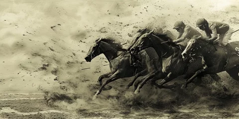 Foto op Canvas Horse racing concept with stallions running with great strength and speed © Brian