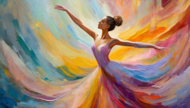 an oil painting background showcasing an abstract interpretation of a dance performance with flowing lines and expressive brushstrokes capturing the movement and grace wallpaper