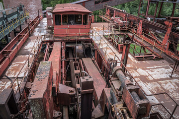 Transport machinery in a abandoned mining factory.