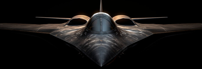 Fotografia en clave baja de un avión de combate moderno con fondo negro. - obrazy, fototapety, plakaty