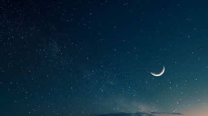 Naklejka premium Sky night stars and moon, islamic night,sunset
