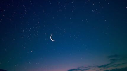 Naklejka na ściany i meble Sky night stars and moon, islamic night,sunset