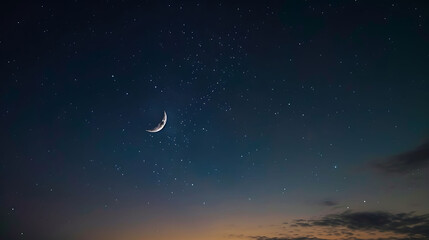Obraz na płótnie Canvas Sky night stars and moon, islamic night,sunset