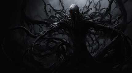Paranormal Dark Fantasy. Realm of Shadows. Gothic Demon - obrazy, fototapety, plakaty