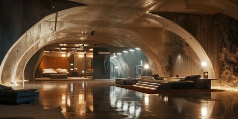 Luxurious underground bunker for the ultra-wealthy to protect themselves from nuclear disaster and other extiction-level events - obrazy, fototapety, plakaty