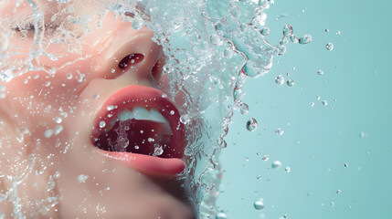 Woman With Open Mouth in Water
