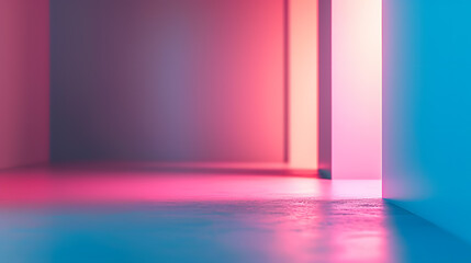 Empty Room With Blue and Pink Wall - obrazy, fototapety, plakaty