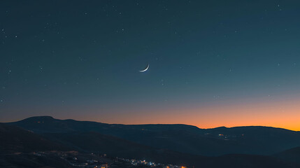 Sky night stars and moon, islamic night,sunset
