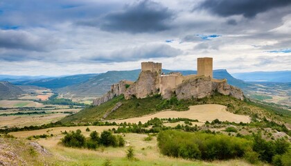 Fototapeta na wymiar landscape with loarre castle in huesca aragon in spain