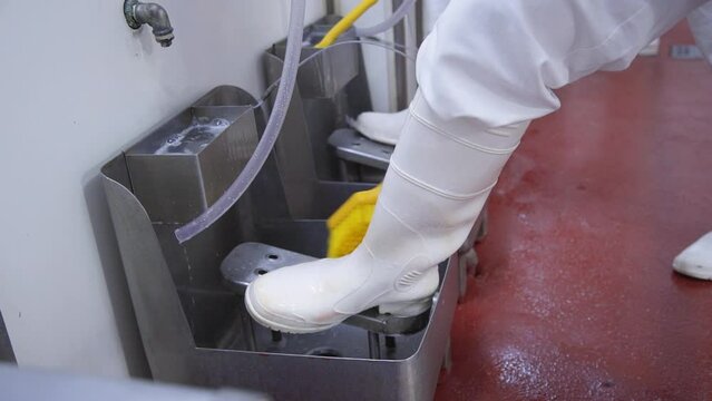 Cleaning boot with brush 4k sanitize