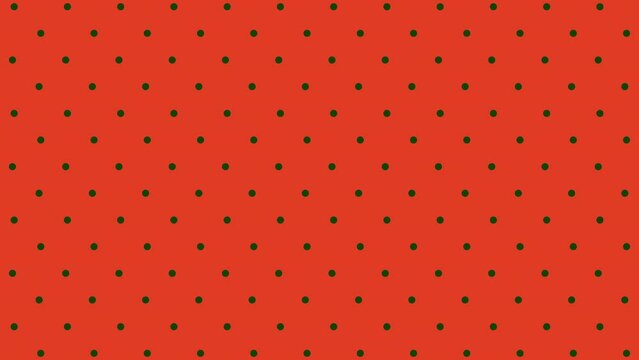 Digital black dots animation switch moving together loopable on red background.