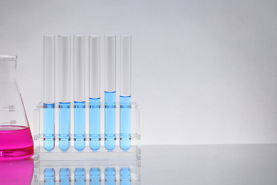 Laboratories equipment was placed on a white background during the experiments