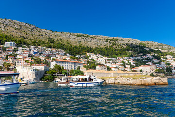 Dubrovnik, Croatia - August 03,2023: View at famous travel destination city of Dubrovnik, Dalmatia, Croatia, Europe. Old town of Dubrovnik