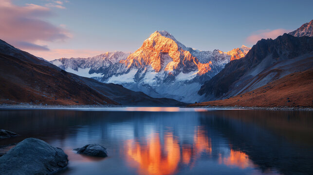 Majestic Mountain Range and Lake © DCoDesign