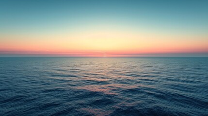 Obraz premium Gradient sky tones merge seamlessly with tranquil sea shades, evoking a peaceful horizon