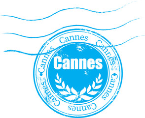 Cannes grunge round rubber stamp
