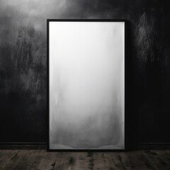 blank frame in Black backdrop with Black wall, in the style of dark gray 