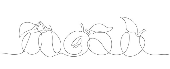 Linear vector clipart of plums in one line minimalist style