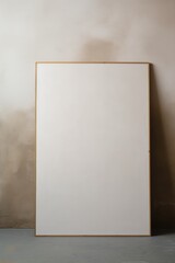 blank frame in Beige backdrop with Beige wall, in the style of dark gray