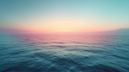 Fototapeta na wymiar Gradient sky tones merge seamlessly with tranquil sea shades, evoking a peaceful horizon