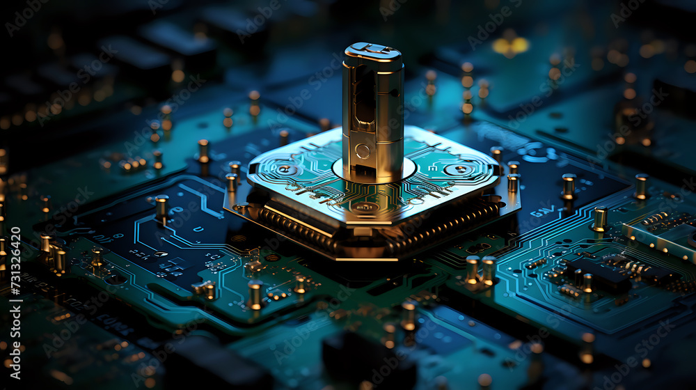 Poster futuristic technology processor concept high-tech processor with advanced circuit design, perfect fo