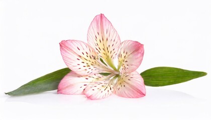 Pink lily flower isolated on white background, clipping path included.