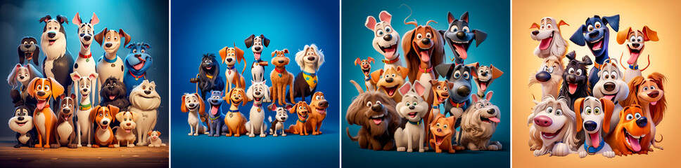 A collection of funny and adorable cartoon dogs. Characters with unique personalities depicted by ....