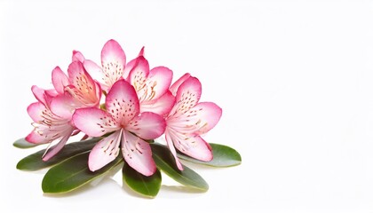 Pink azalea flowers isolated on white background with copy space.