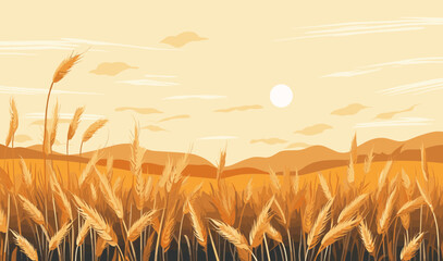 wheat field vector flat minimalistic isolated illustration