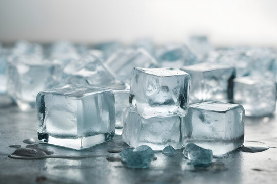 melting ice cubes on a background