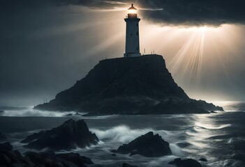lighthouse at dusk - Powered by Adobe