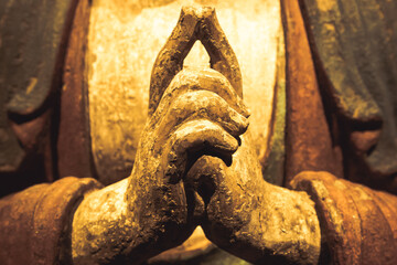 Buddha Statue - Concept of Zen, Spirituality, Peace. Hands gesture.