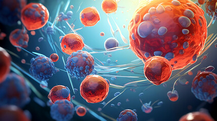 Fat cells, adipose tissue illustration. Liposuction, obesity, and body mass control concept	