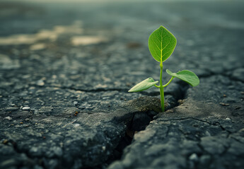 The plant grows from cracked asphalt.