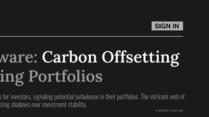 Term 'Carbon offsetting' highlighted on FAKE headlines news publications. Titles on black background. Can be used for editorial AND non editorial content as everything is 100% fake