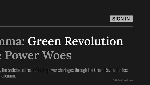 Term 'Green revolution' highlighted on FAKE headlines news publications. Titles on black background. Can be used for editorial AND non editorial content as everything is 100% fake