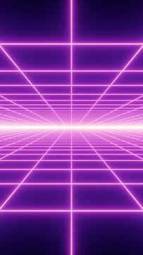 Purple neon grid. Retrowave background 