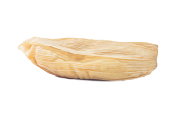A ¨Envuelto de Mazorca¨ isolated on a white background. Traditional Colombian preparation made from corn, wrapped in corn husk.