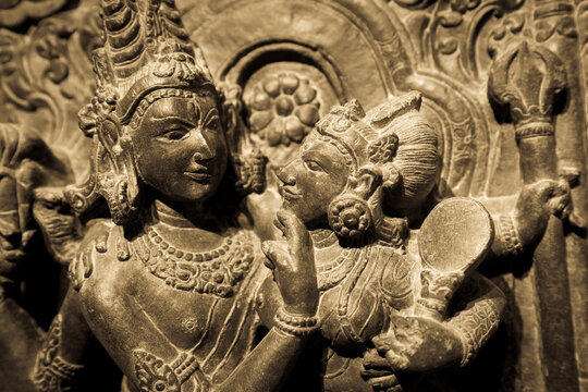Shiva and Parvati, Hinduism religion, couple symbol of love and devotion - traditional practice of sex, tantra and kamasutra