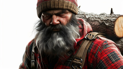 Fototapeta na wymiar A stunning 3D rendering of a rugged lumberjack, exuding power and masculinity. With intricate details and super realistic textures, this artwork beautifully captures the essence of the lumbe